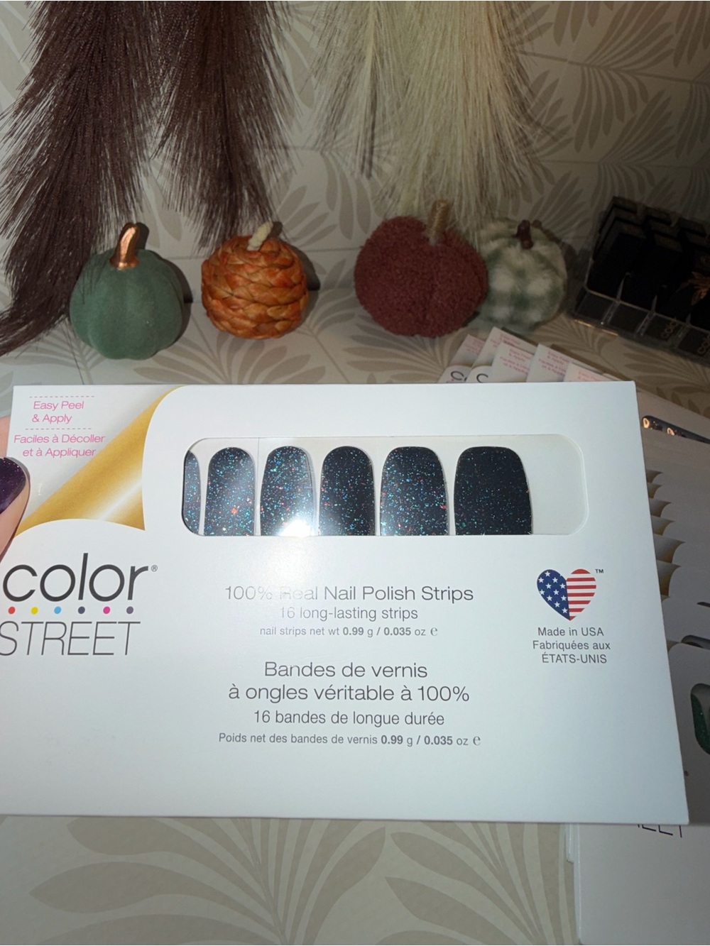 Color Street Black Holographic Glitter Nail Strips